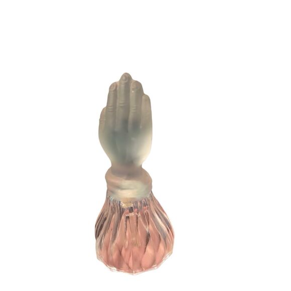 Vintage Frosted Crystal Glass Lead Hands Bell Religious  Praying Oddity Decor - Picture 2 of 8